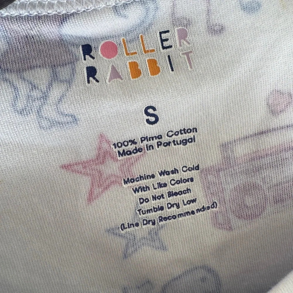 Roller Rabbit Boogie Monkeyland PJ Pima Cotton Pajama Set White Purple Small